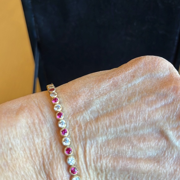 QVC Ruby and diamond gold tone bracelet - Picture 9 of 10